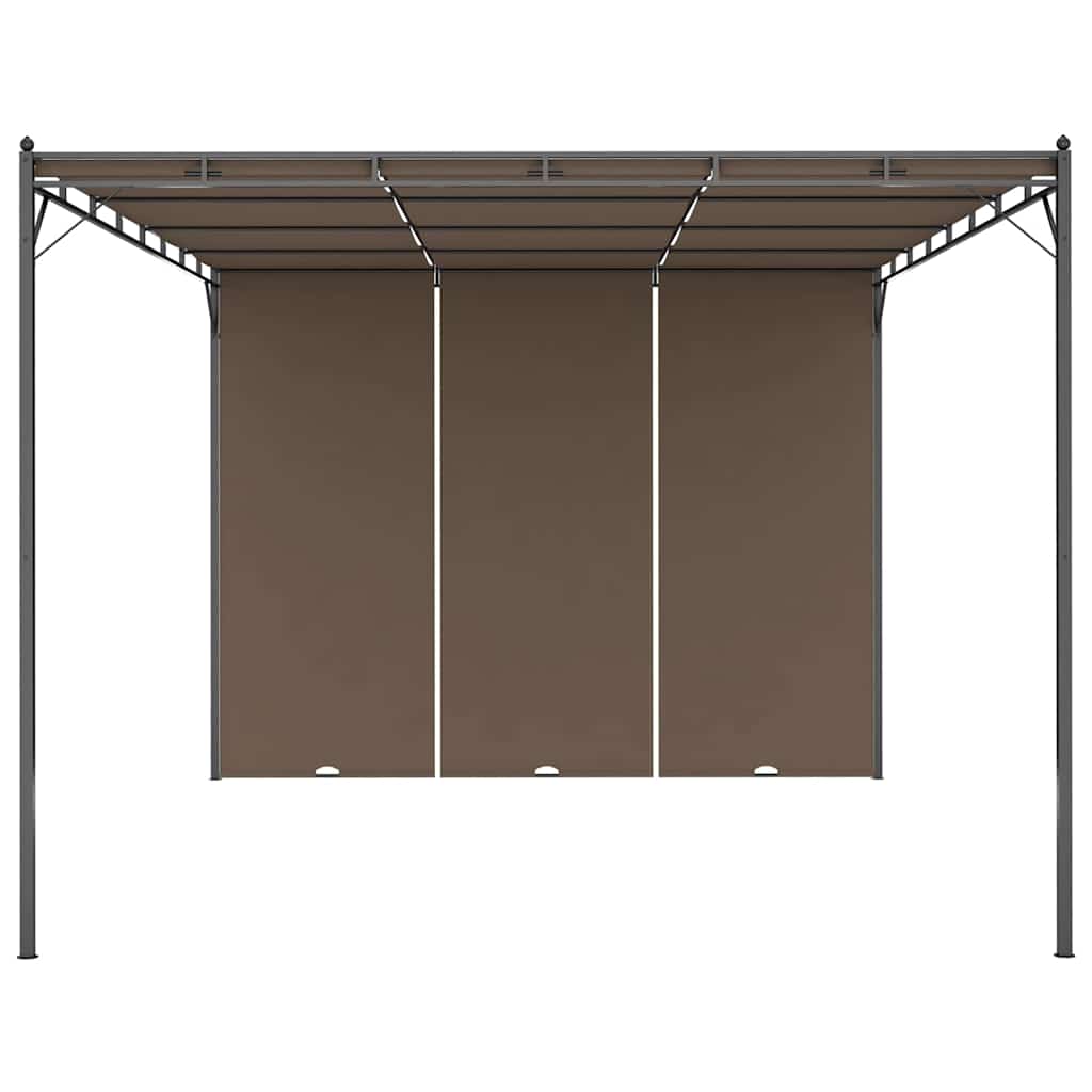 Gazebo Garden Side Curtain Taupe Powder-coated steel fabric (100% polyester) LED