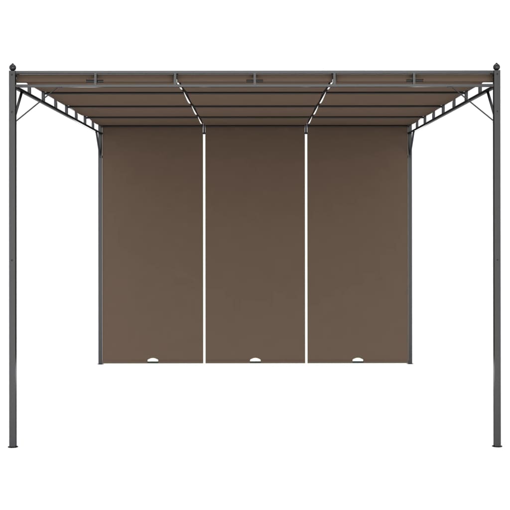 Garden Gazebo With Side Curtain Taupe