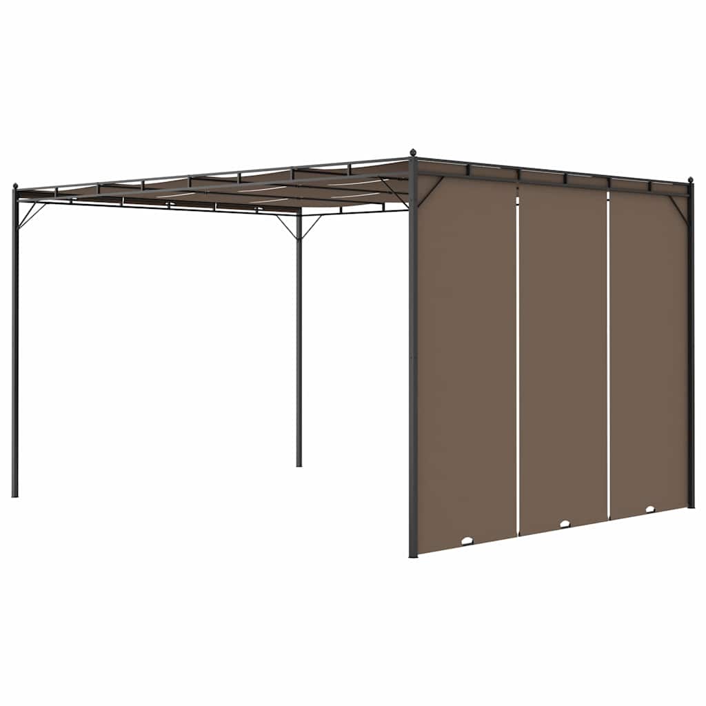 Gazebo Garden Side Curtain Taupe Powder-coated steel fabric (100% polyester) LED