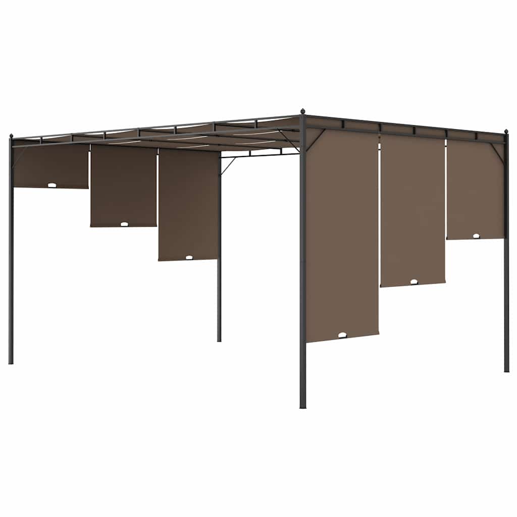 Gazebo Garden Side Curtain Taupe Powder-coated steel fabric (100% polyester) LED