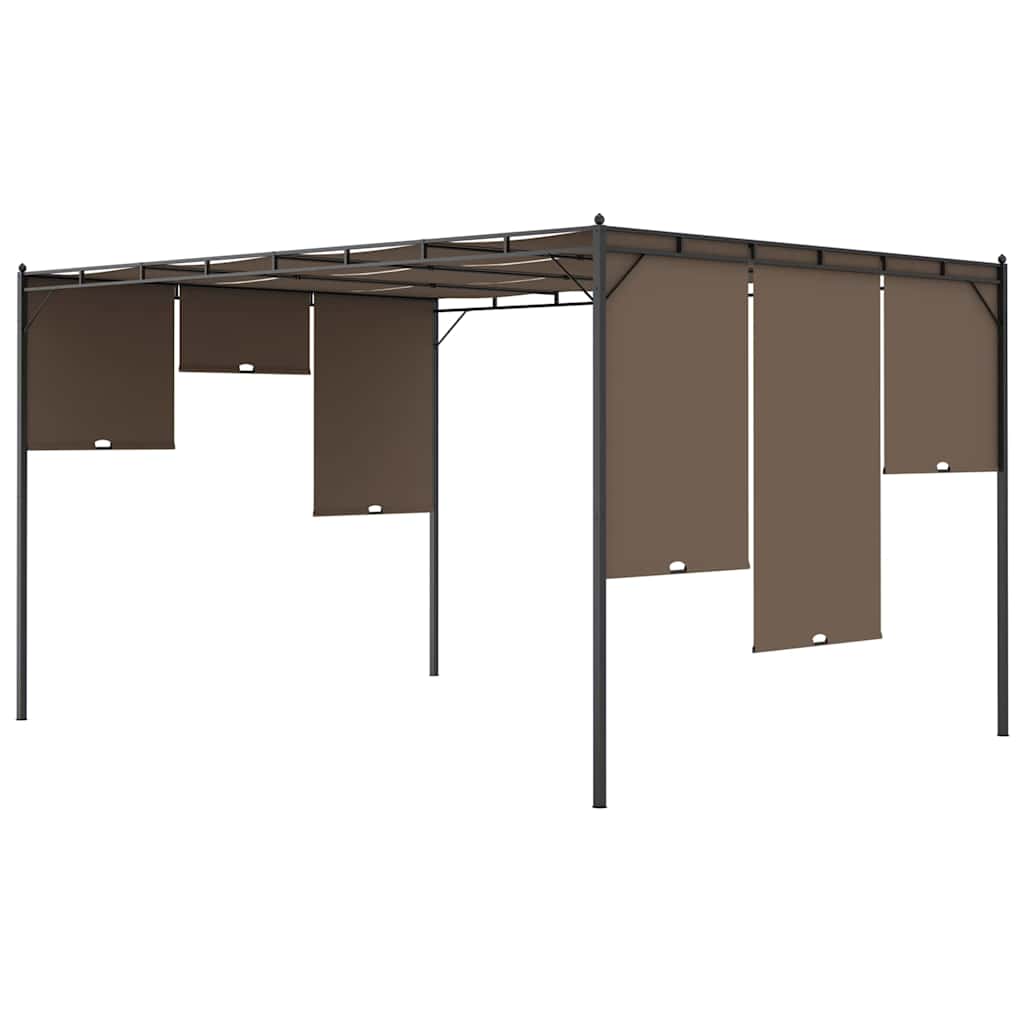 Gazebo Garden Side Curtain Taupe Powder-coated steel fabric (100% polyester) LED