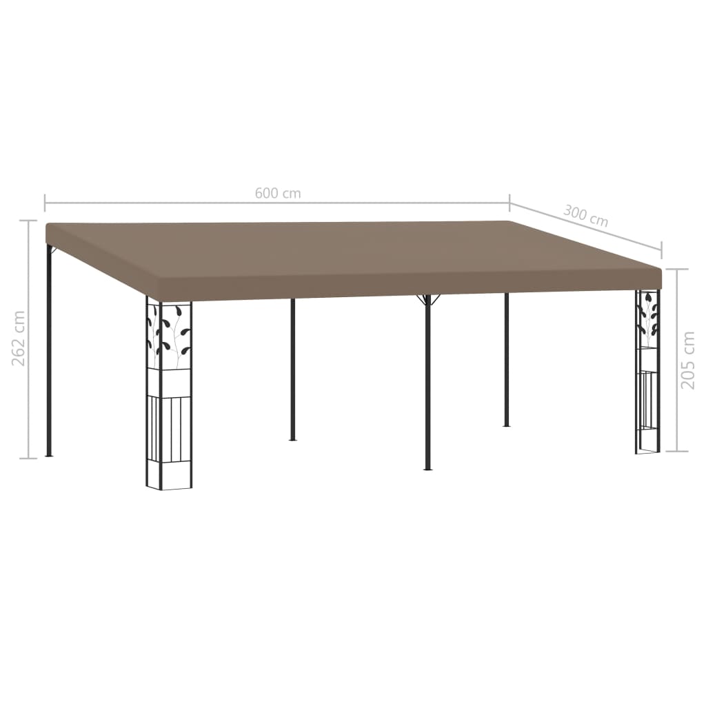 Wall-Mounted Gazebo 6X3X2.5 M Taupe