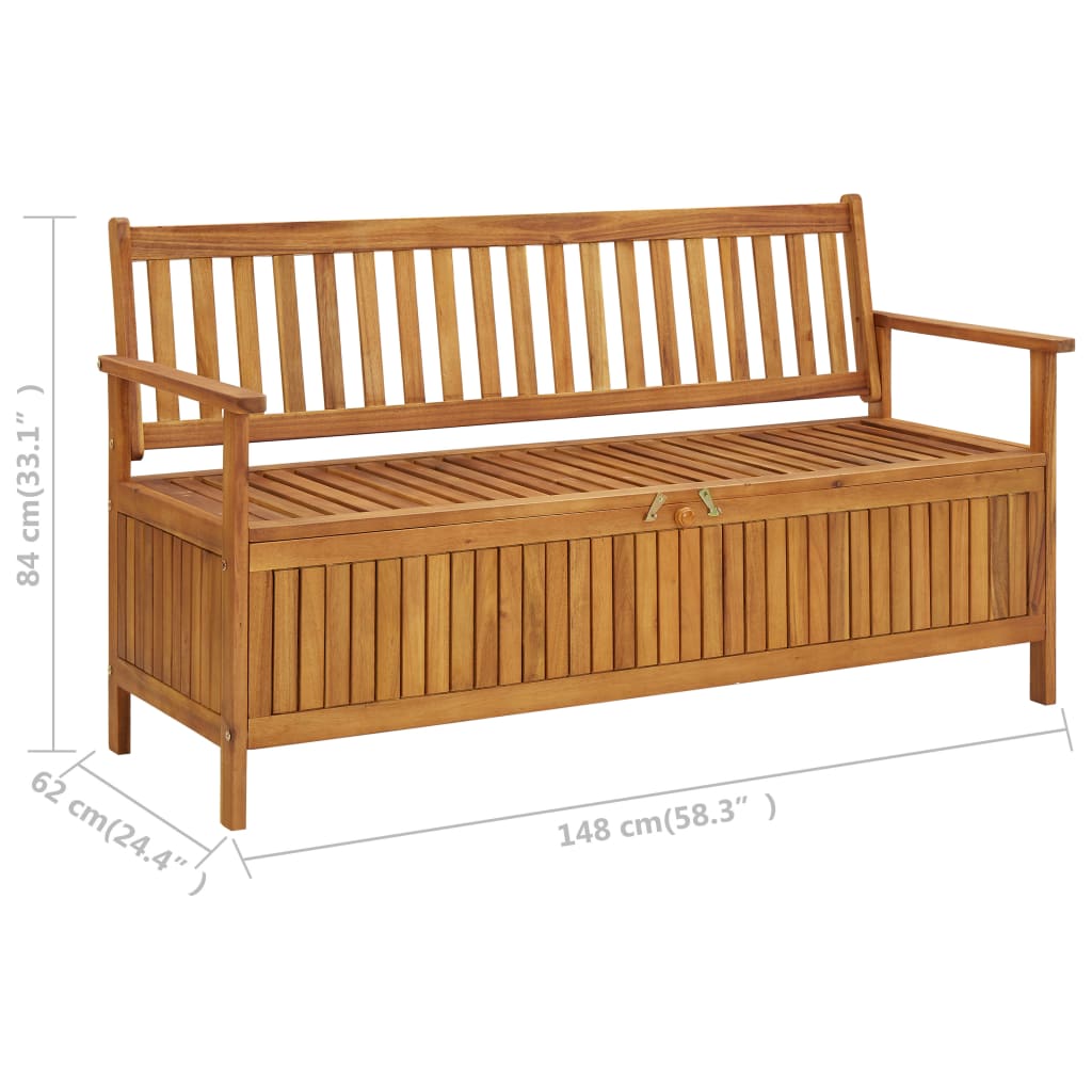 Garden Storage Bench 148 Cm Solid Acacia Wood