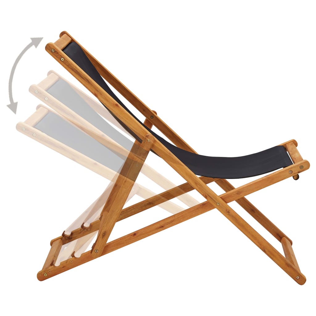 Folding Beach Chair Eucalyptus Wood And Fabric