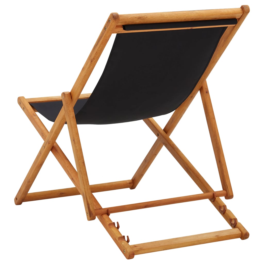 Folding Beach Chair Eucalyptus Wood And Fabric