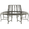 Outdoor Bench 160cm Round Tree Steel Garden Circular Patio Seat 360° Black half