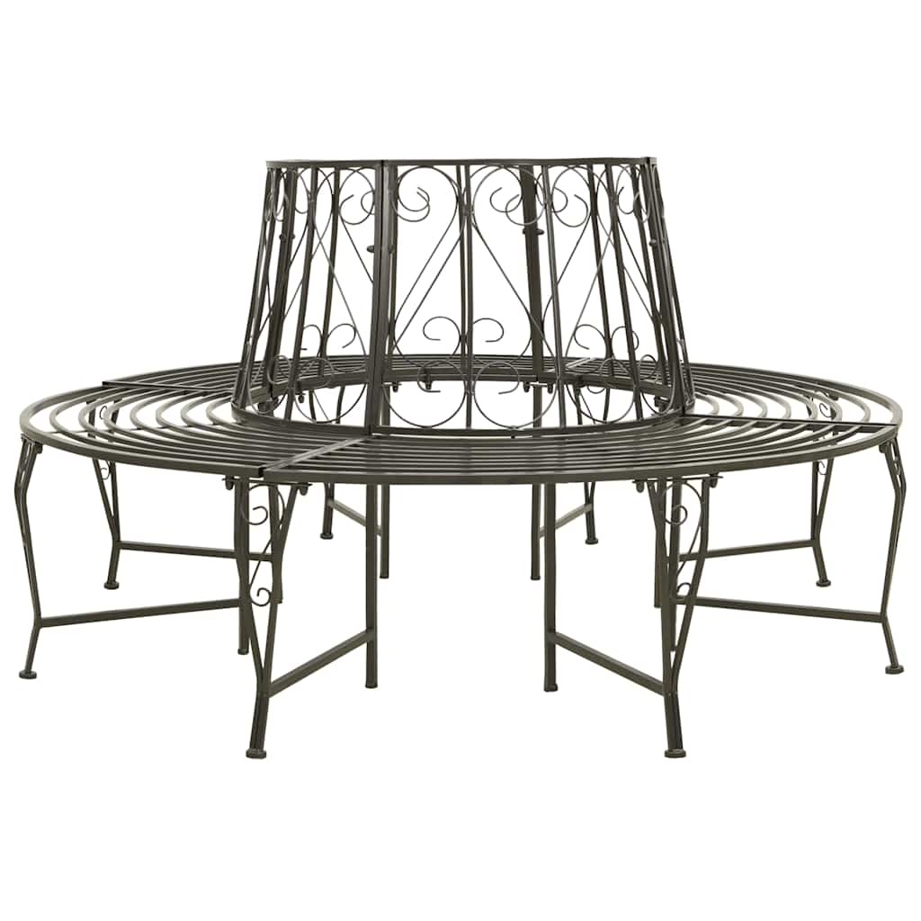 Outdoor Bench 160cm Round Tree Steel Garden Circular Patio Seat 360° Black half