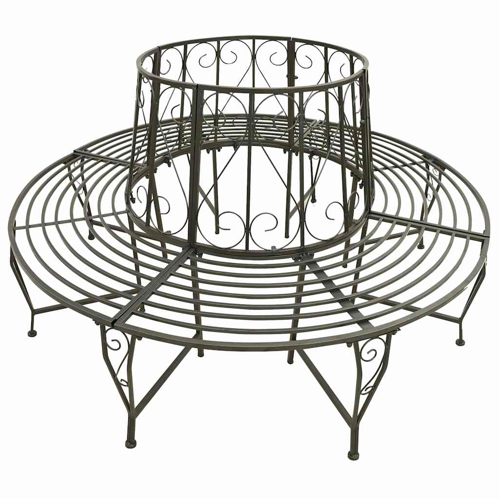 Outdoor Bench 160cm Round Tree Steel Garden Circular Patio Seat 360° Black half
