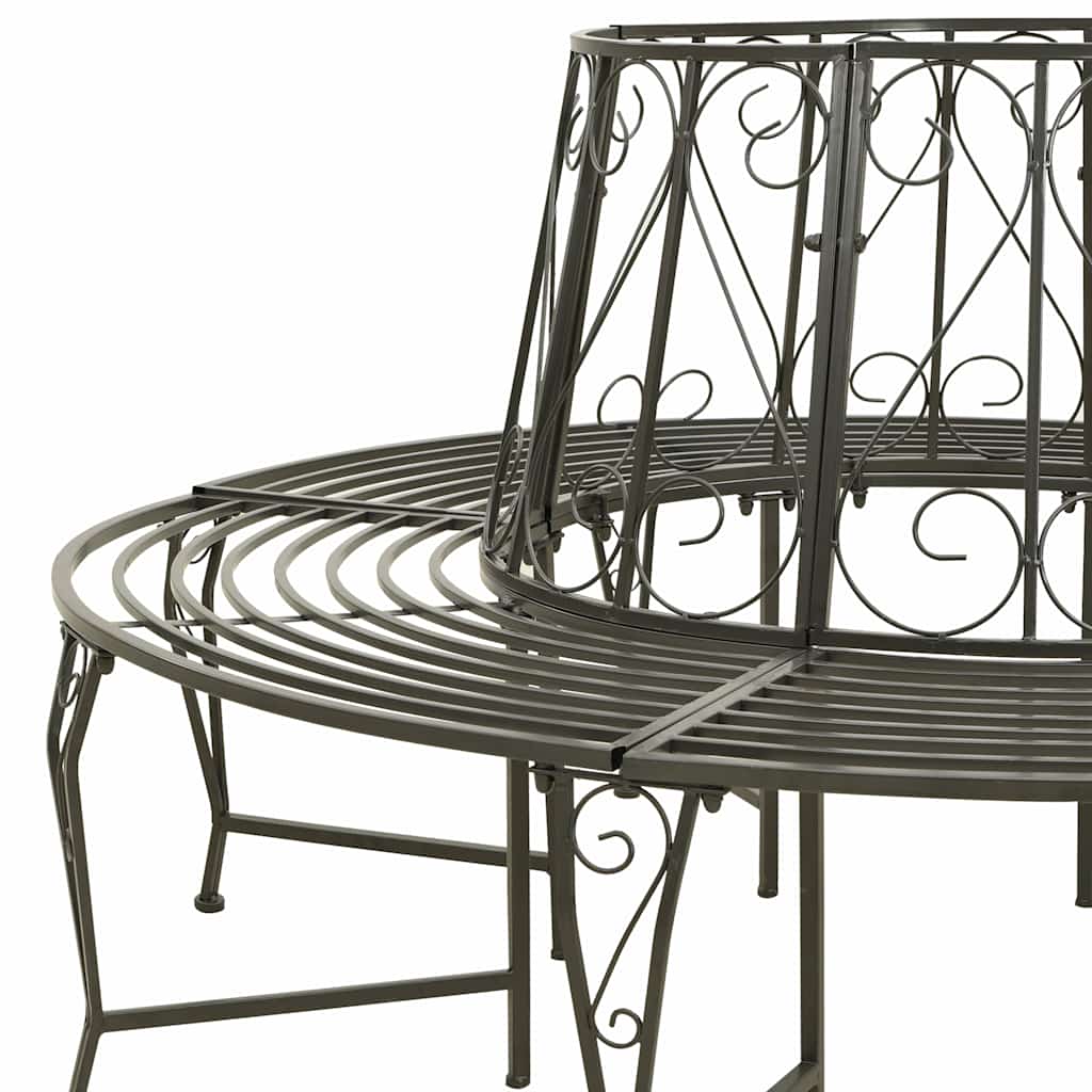 Outdoor Bench 160cm Round Tree Steel Garden Circular Patio Seat 360° Black half