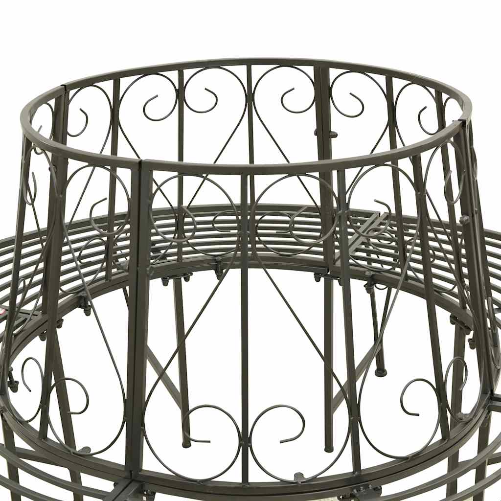 Outdoor Bench 160cm Round Tree Steel Garden Circular Patio Seat 360° Black half
