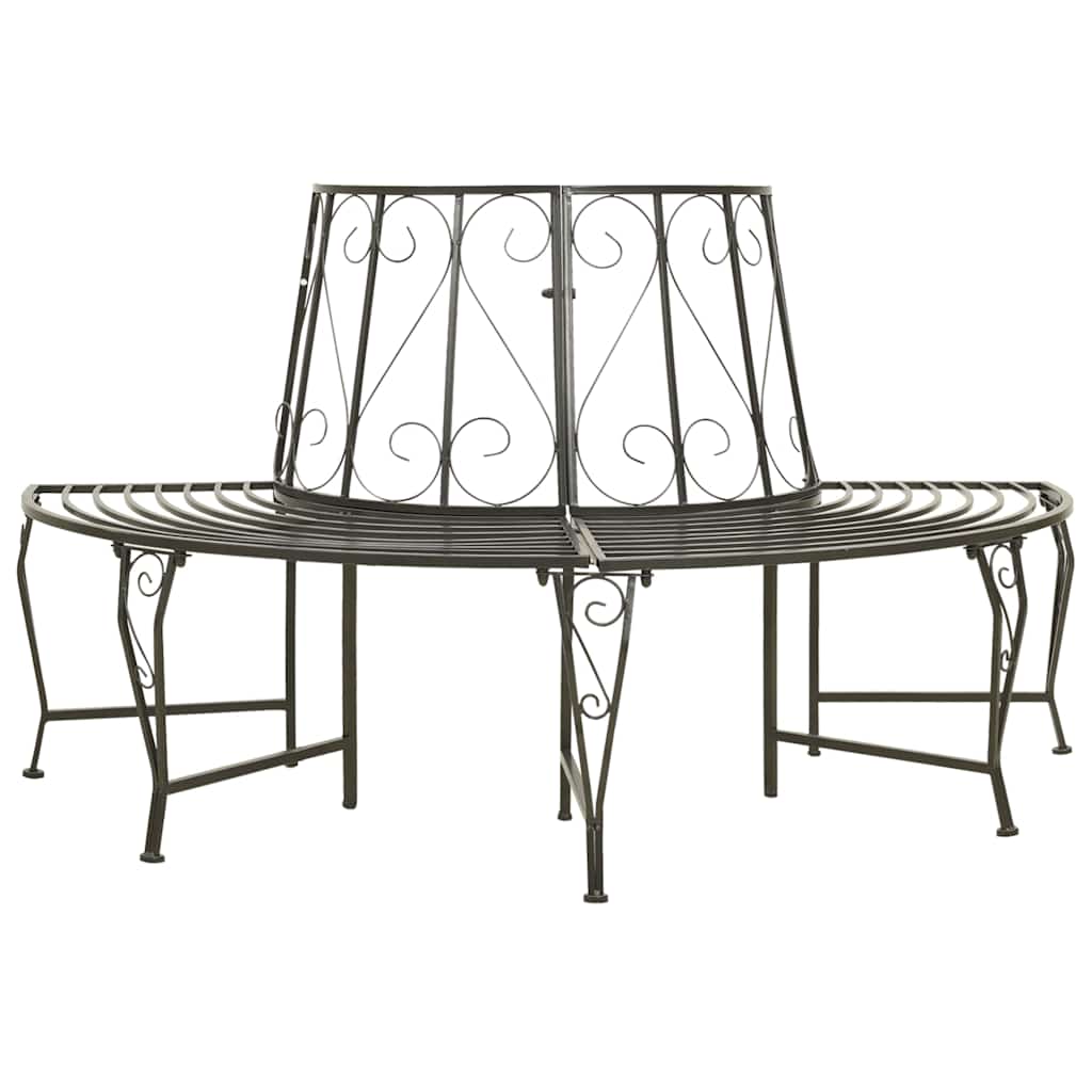 Outdoor Bench 160cm Round Tree Steel Garden Circular Patio Seat 360° Black half