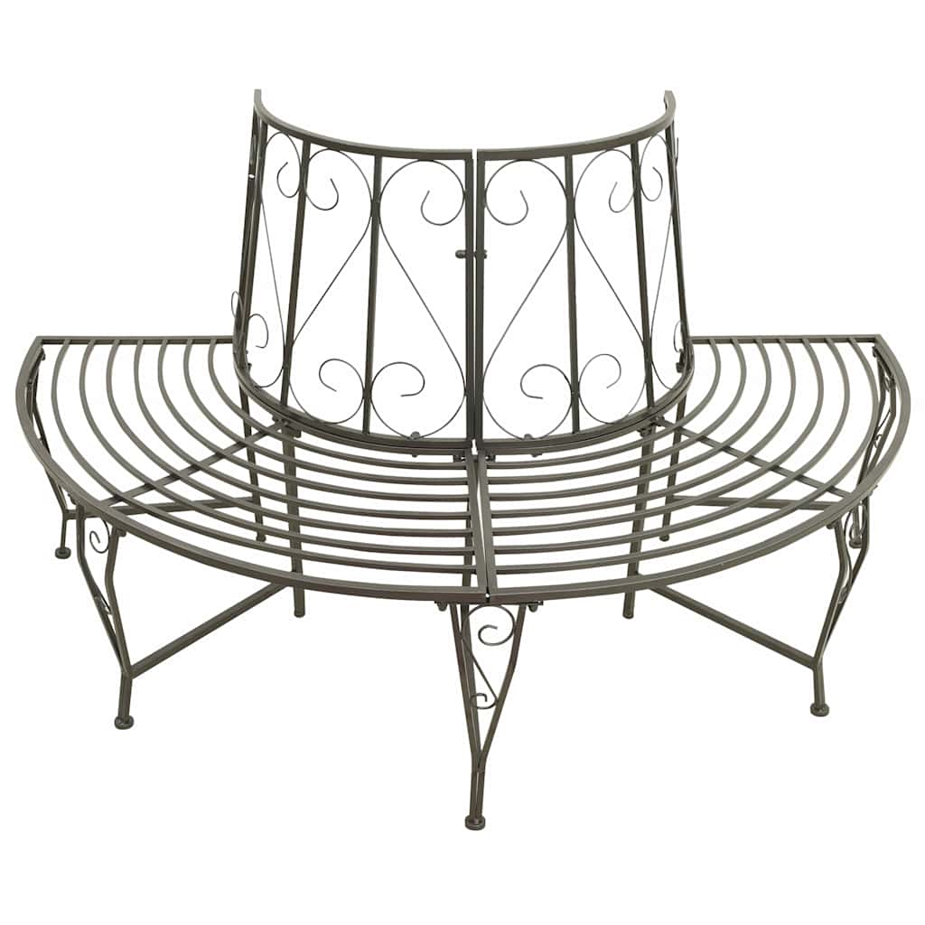 Outdoor Bench 160cm Round Tree Steel Garden Circular Patio Seat 360° Black half