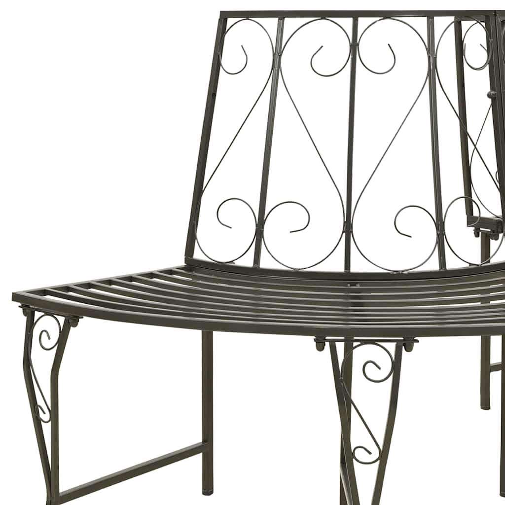 Outdoor Bench 160cm Round Tree Steel Garden Circular Patio Seat 360° Black half