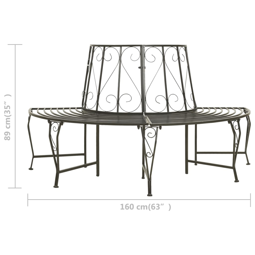 Garden Tree Bench 160 Cm Steel