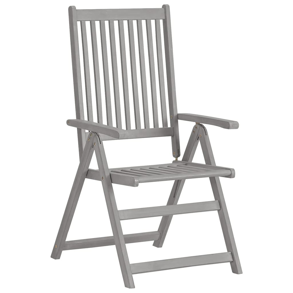 Garden Reclining Chairs 3 Pcs Grey Solid Acacia Wood