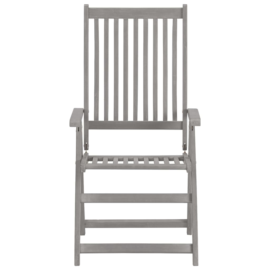 Garden Reclining Chairs 3 Pcs Grey Solid Acacia Wood