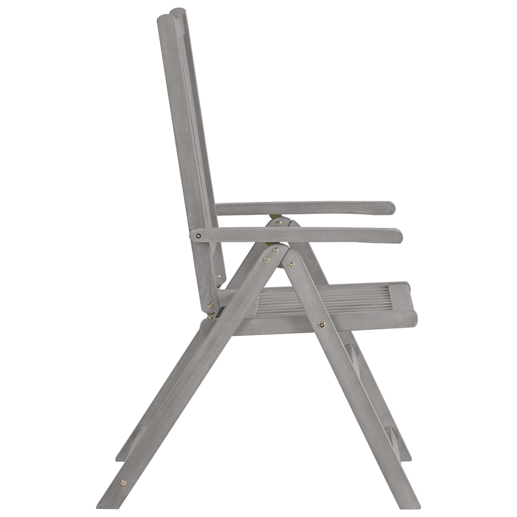 Garden Reclining Chairs 3 Pcs Grey Solid Acacia Wood