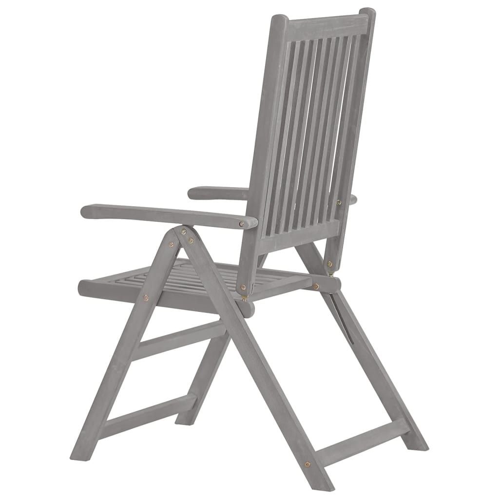 Garden Reclining Chairs 3 Pcs Grey Solid Acacia Wood