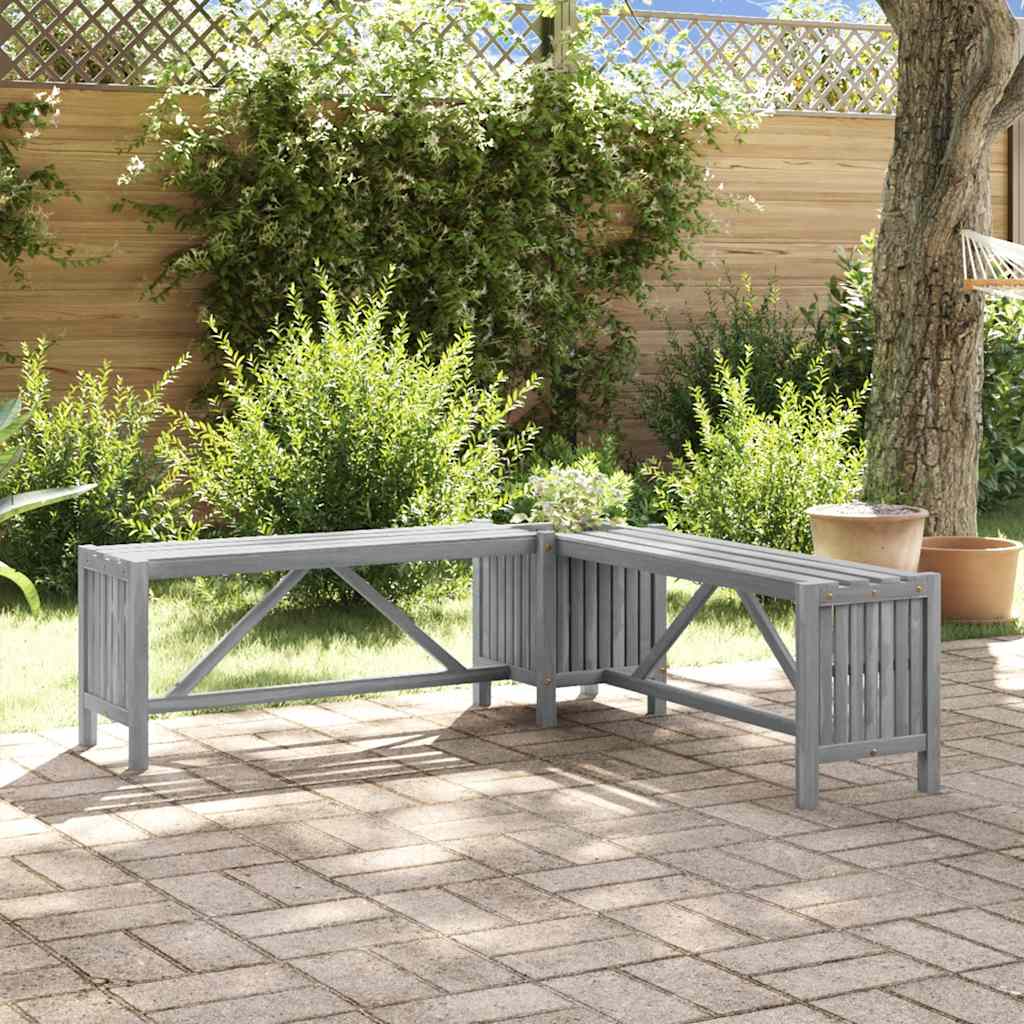 Garden Bench With 2 Planters Solid Acacia Wood