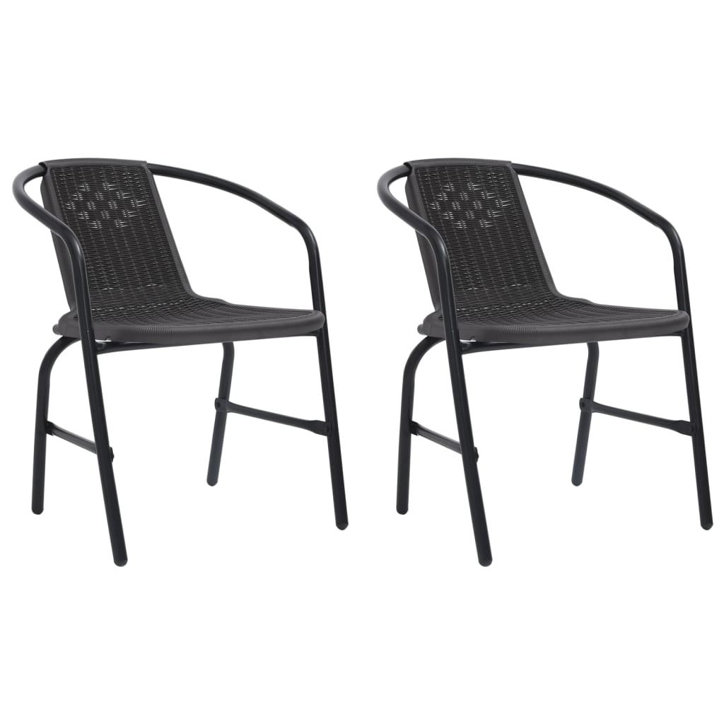 Garden Chairs 2 Pcs Plastic Rattan And Steel 110 Kg