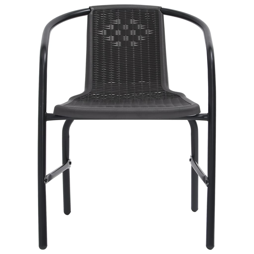 Garden Chairs 2 Pcs Plastic Rattan And Steel 110 Kg