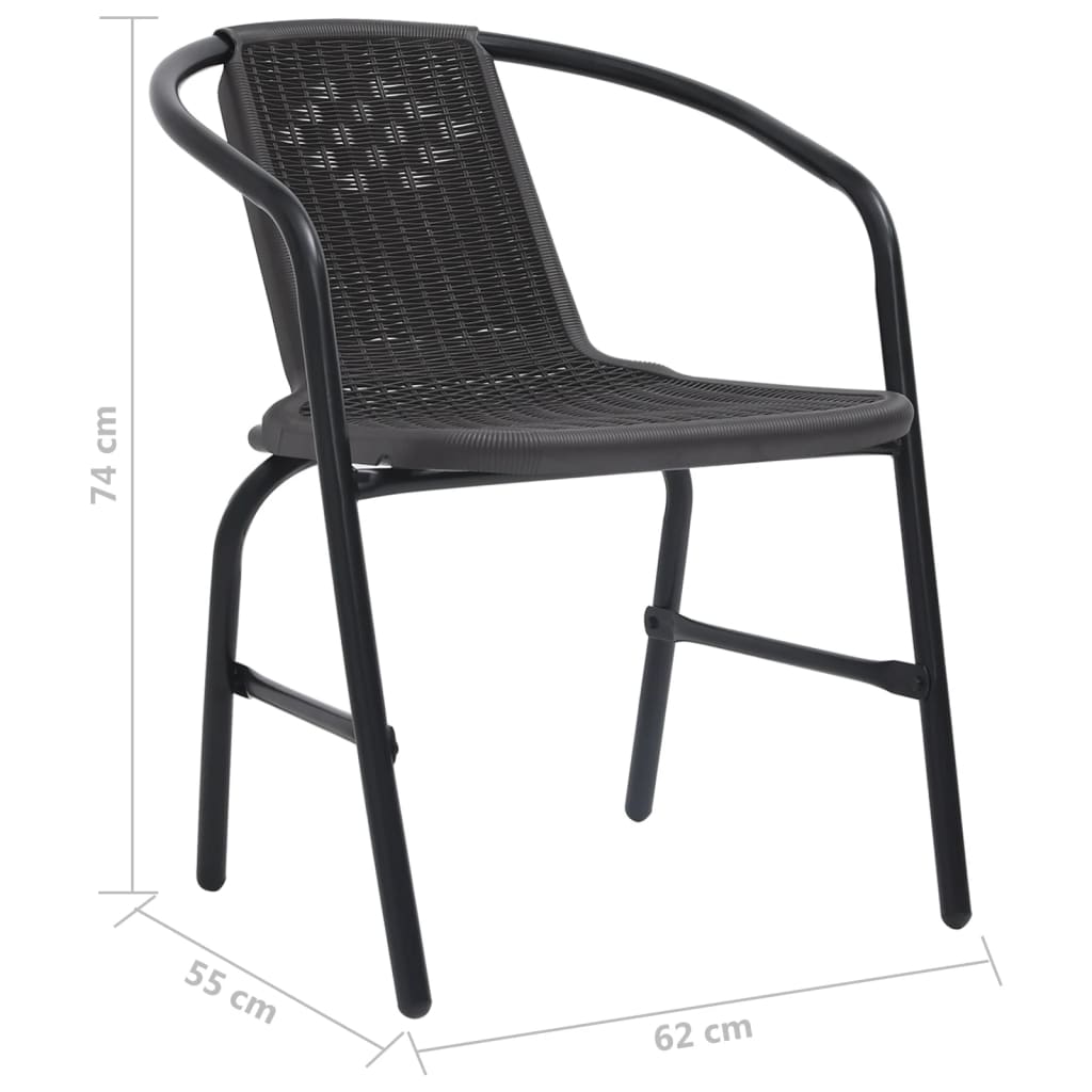 Garden Chairs 2 Pcs Plastic Rattan And Steel 110 Kg