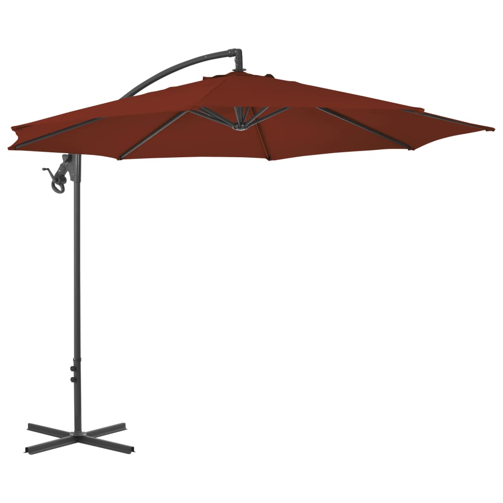Cantilever Garden Parasol With Steel Pole 300 Cm Green