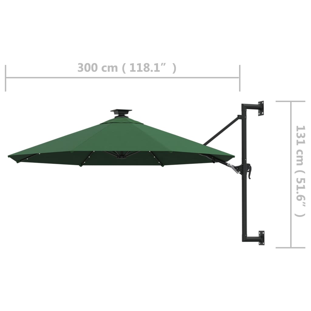 Wall-Mounted Garden Parasol With Leds 300 Cm