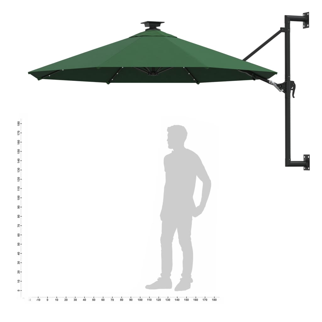 Wall-Mounted Garden Parasol With Leds 300 Cm