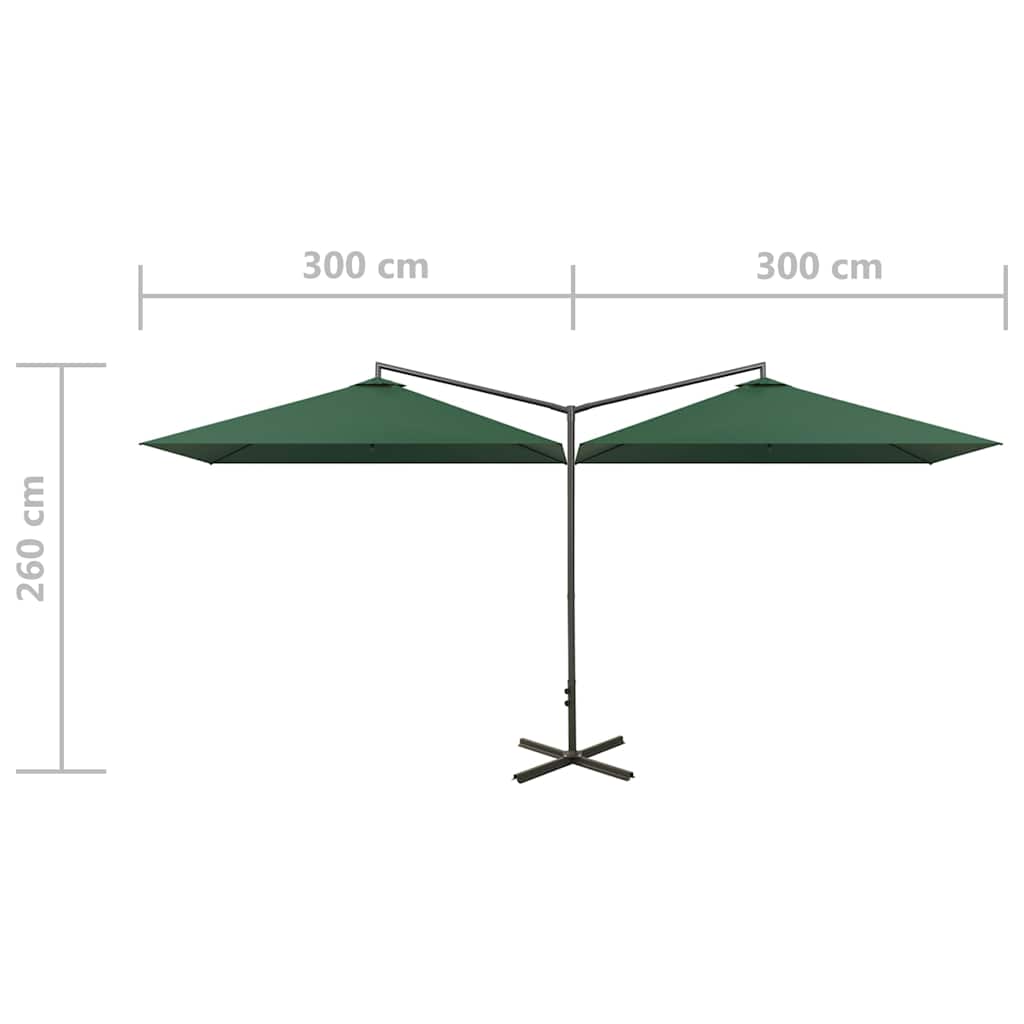 Garden Parasol Double 6m Patio Umbrella Twin Sun Shade Sand Steel black green 60