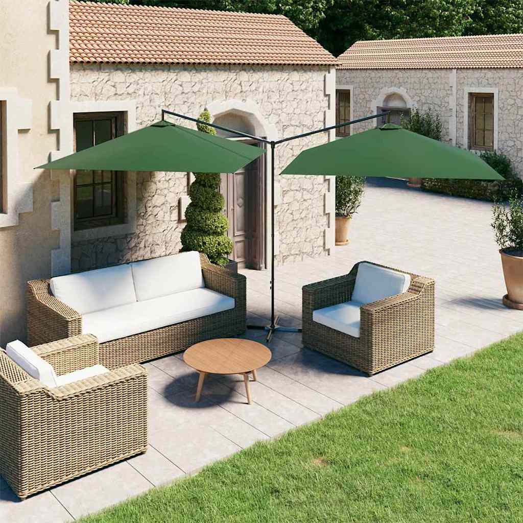 Garden Parasol Double 6m Patio Umbrella Twin Sun Shade Sand Steel black green 60