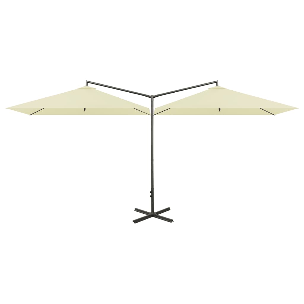 Double Garden Parasol With Steel Pole 600X300 Cm