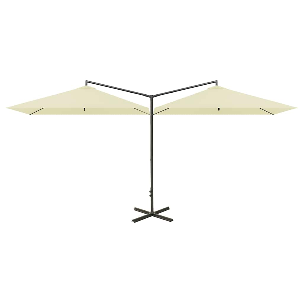Garden Parasol Double 6m Patio Umbrella Twin Sun Shade Sand Steel black green 60