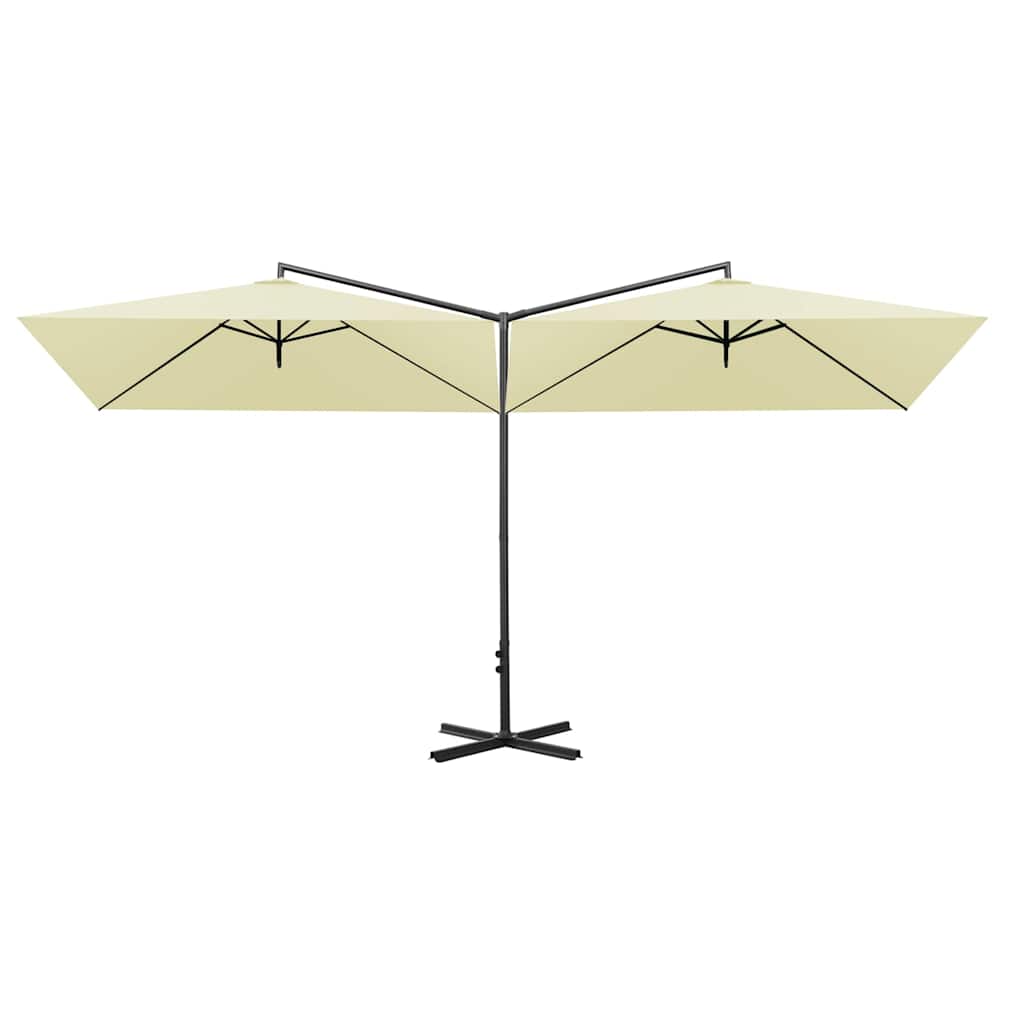 Garden Parasol Double 6m Patio Umbrella Twin Sun Shade Sand Steel black green 60