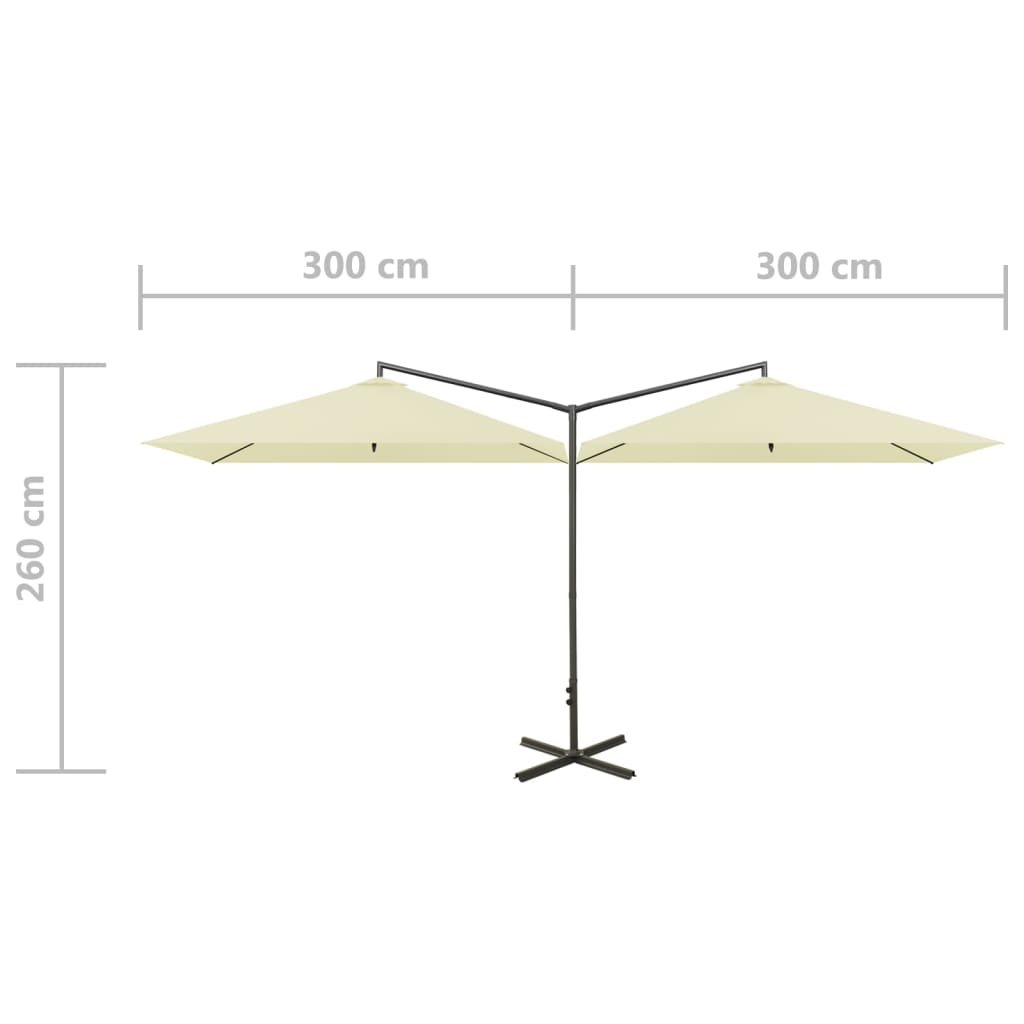 Double Garden Parasol With Steel Pole 600X300 Cm