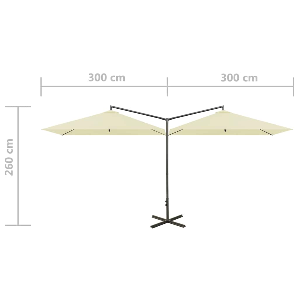 Garden Parasol Double 6m Patio Umbrella Twin Sun Shade Sand Steel black green 60