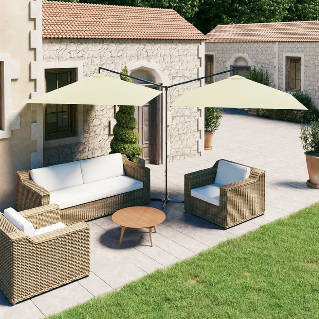 Double Garden Parasol With Steel Pole 600X300 Cm