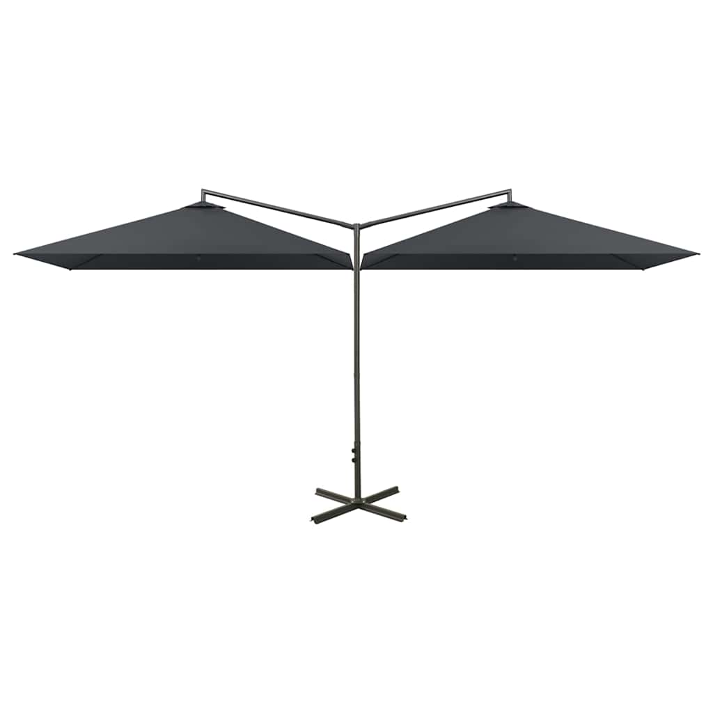 Garden Parasol Double 6m Patio Umbrella Twin Sun Shade Sand Steel black green 60
