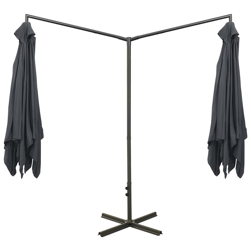 Garden Parasol Double 6m Patio Umbrella Twin Sun Shade Sand Steel black green 60