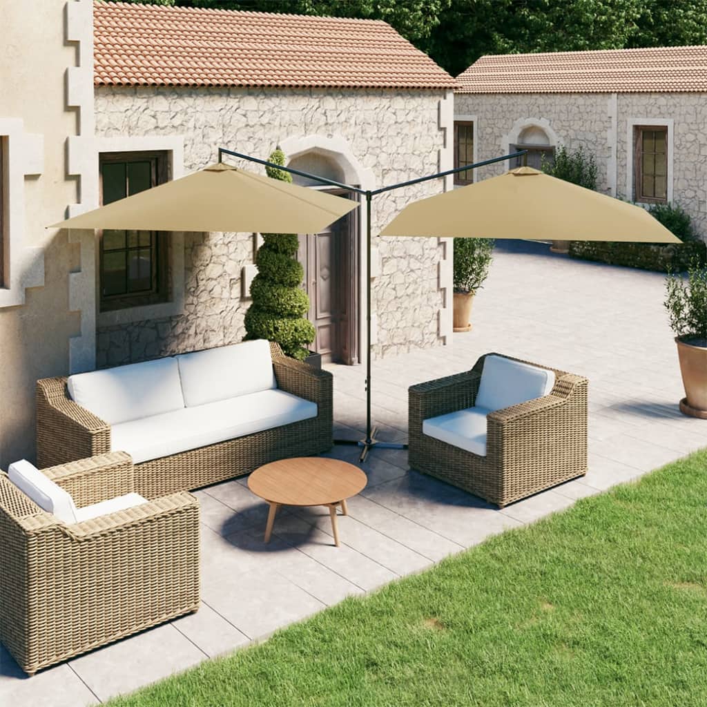 Double Garden Parasol With Steel Pole 600X300 Cm