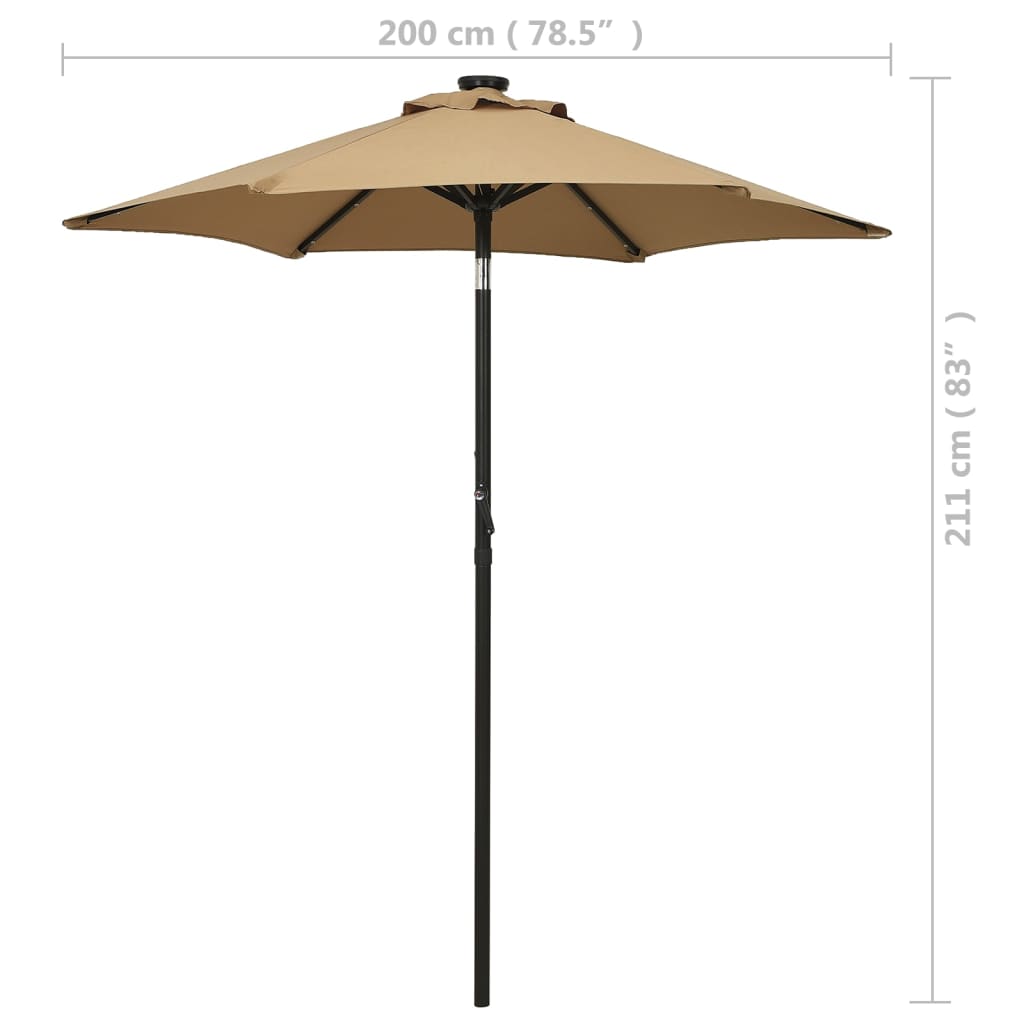 Garden Parasol With Led Lights 200X211 Cm Aluminium