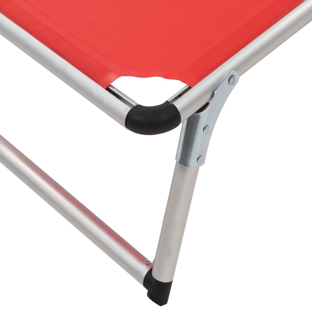 Folding Sun Loungers With Roof 2 Pcs Aluminium&Textilene Red
