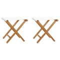 Folding Chairs 2 Pcs Solid Teak Wood And Fabric