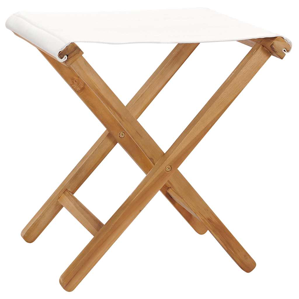 Outdoor Chair Set of 2 Folding Garden Chairs Solid Teak Wood Fabric Patio Seats