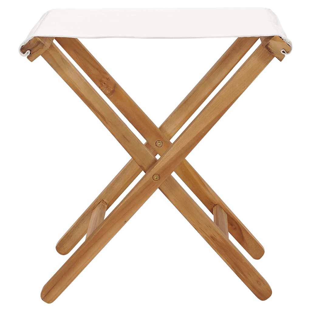 Outdoor Chair Set of 2 Folding Garden Chairs Solid Teak Wood Fabric Patio Seats
