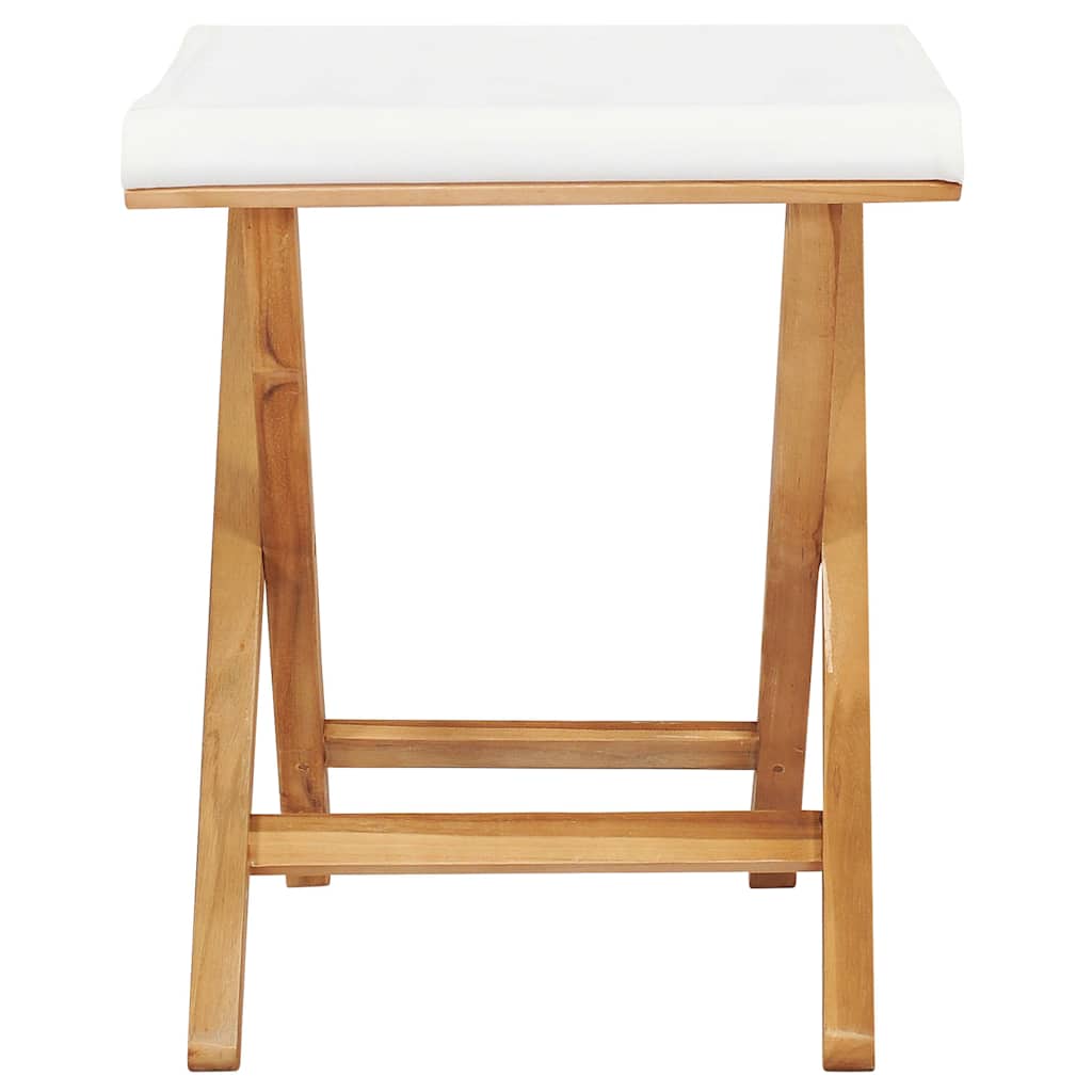 Outdoor Chair Set of 2 Folding Garden Chairs Solid Teak Wood Fabric Patio Seats