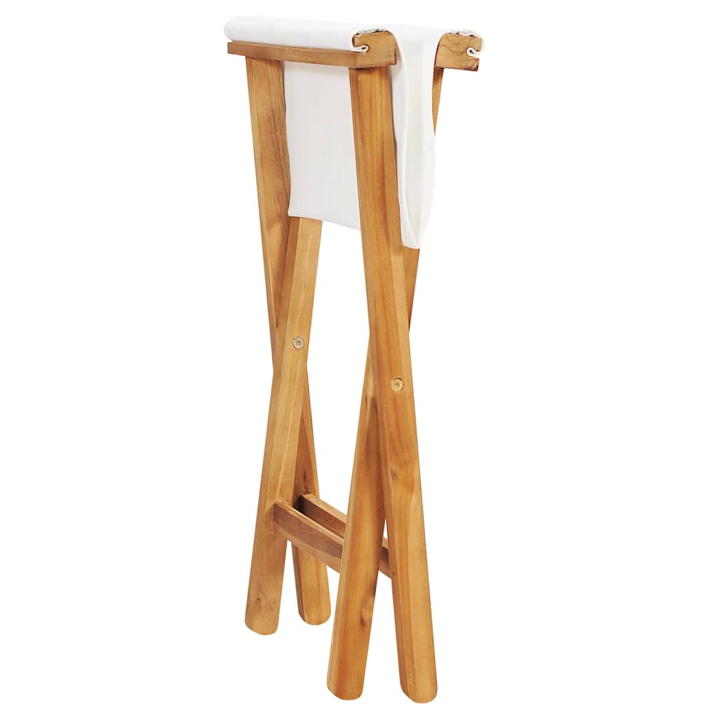 Outdoor Chair Set of 2 Folding Garden Chairs Solid Teak Wood Fabric Patio Seats