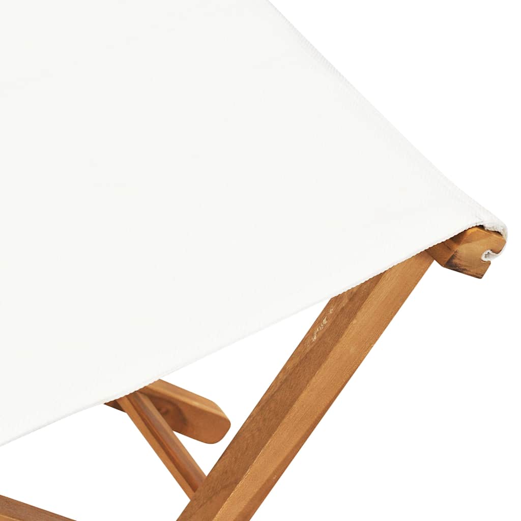 Outdoor Chair Set of 2 Folding Garden Chairs Solid Teak Wood Fabric Patio Seats
