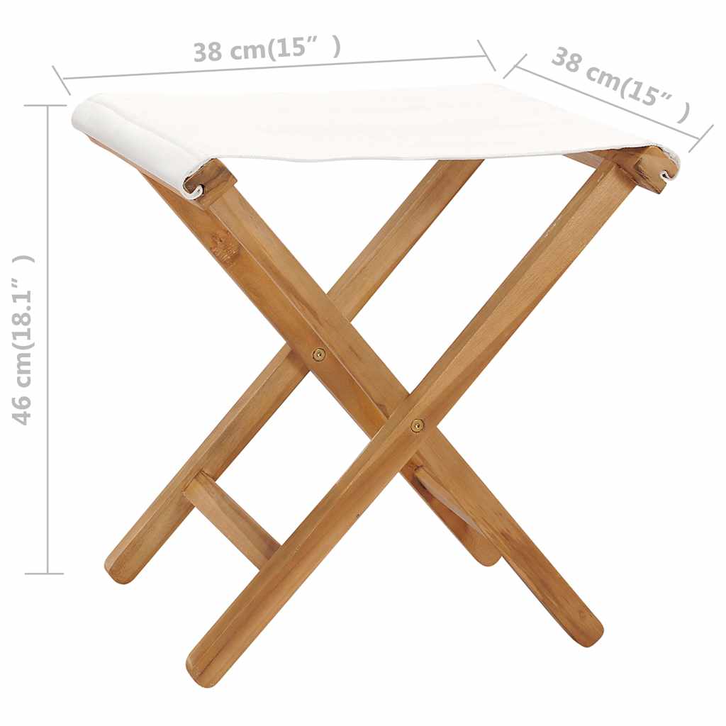 Outdoor Chair Set of 2 Folding Garden Chairs Solid Teak Wood Fabric Patio Seats