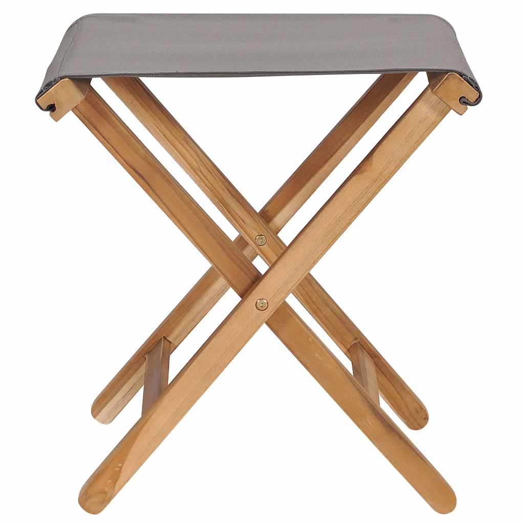 Outdoor Chair Set of 2 Folding Garden Chairs Solid Teak Wood Fabric Patio Seats